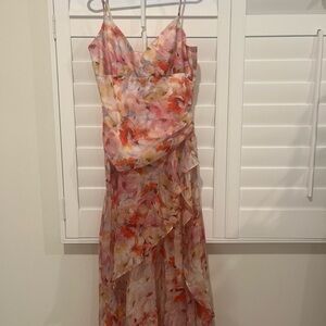 Bardot Revolve Adaline Corset Midi Dress pink garden floral size Large